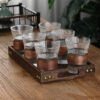 6 Wooden Ring Cups Walnut Tray