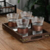 4 Wooden Ring Cups Walnut Tray