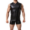 Hooded leather vest