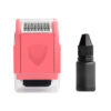 Pink seal to a bottle of ink
